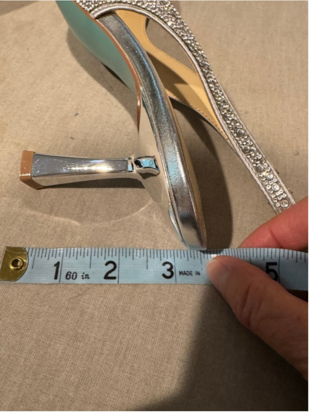 Women's Betsey Johnson Crystal RhinestoneSlingback Heels Size 11 Silver Blue - Picture 10 of 12